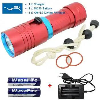 

Powerful XM-L2 18650 LED Waterproof Scuba Flashlights 100m Underwater Flash Lamp Dive Torch Portable Diving Lantern For Camping