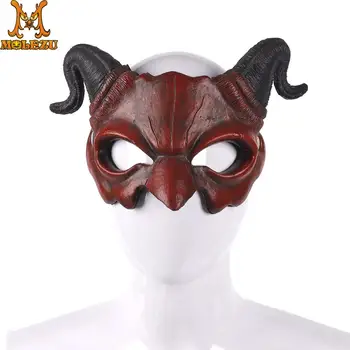 

Molezu Halloween Shofar Demon Mask Red /green PU Mask British Style Carnival Party Halloween Party Stage Performance Mask