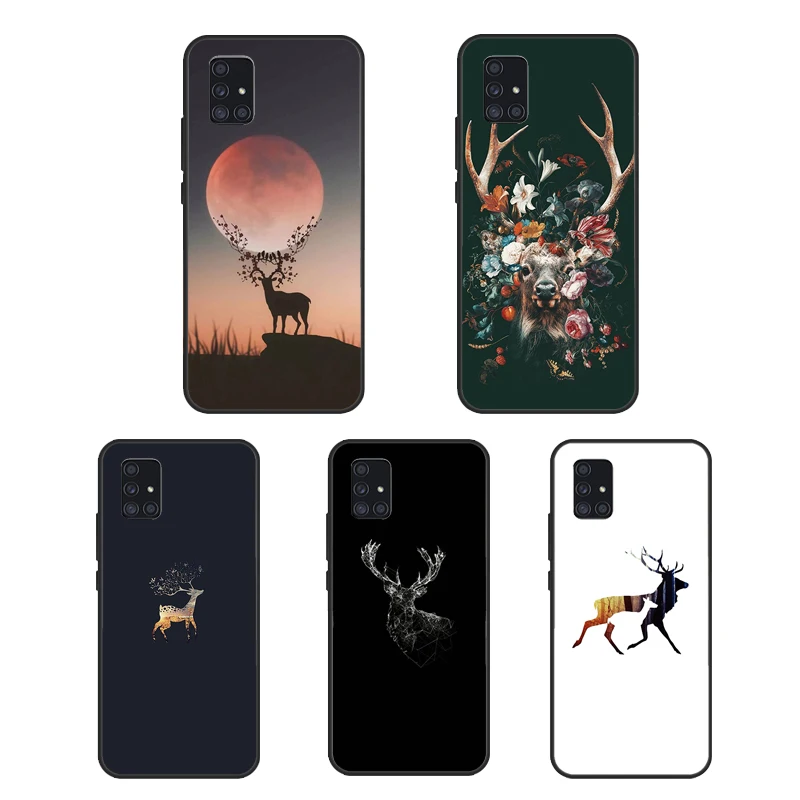 Deer Silhouette Painting Case For Samsung Galaxy A52 A12 A22 A32 A42 A72 A52S A21S A50 A70 A11 A31 A71 A51 Cover | Мобильные