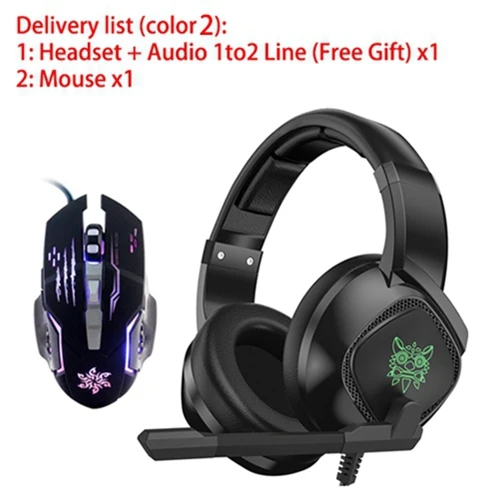 Headset Mouse ONIKUMA K19 3,5 мм разъем стерео игровая гарнитура игровые наушники лучшие бас наушники с микрофоном RGB светодиодный свет и игровая мышь Мыши - Цвет: Headset Mouse