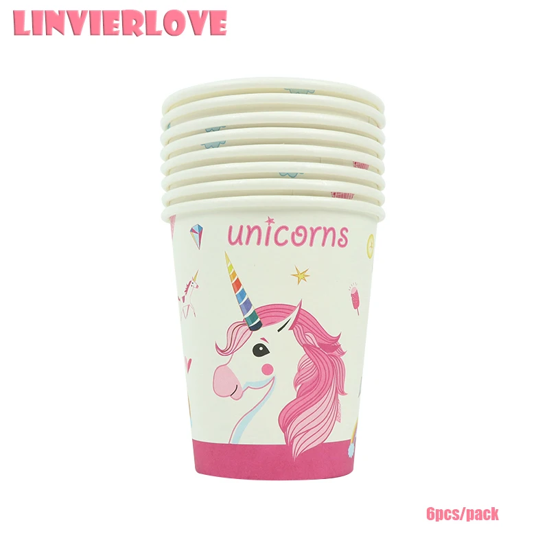 LINVIERLOVE 16 гостей Единорог Костюм для празднования дня рождения для Ангела девочка ребенок Душ пол раскрывает одноразовые столовая посуда все для праздника