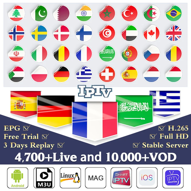 

IPTV France Arabic Portugal Turkey IP TV EX-YU Poland Norway Spain India IPTV Belgium Sweden Italy Germany Canada Albania IPTV