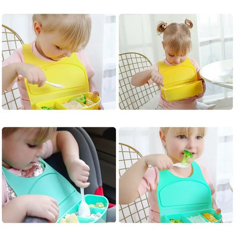 Children's Lunch Box Solid Bib Double Bibs Portable Creative Lunch Box