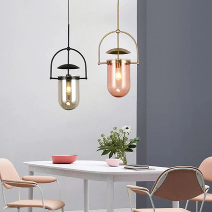 

American Design Creative Bucket Type Pendant Lights Lighting Modern Bedroom Bedside Hanging Lamp Restaurant Decor Light Fixtures