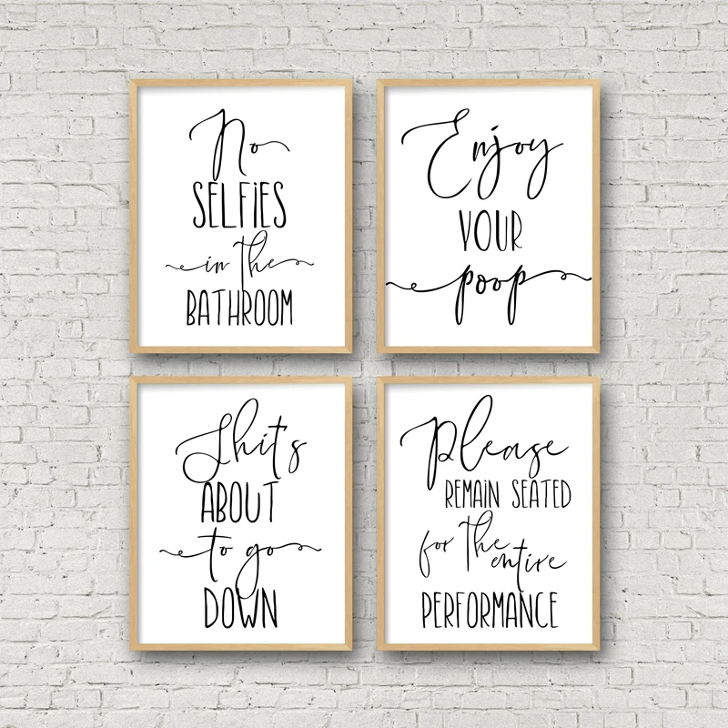 Wall Art No Selfies Enjoy Your Poop Please Remain Seated Funny Toilet Signs Bathroom Decor Canvas Poster Hd Print Nordic Poster Painting Calligraphy Aliexpress