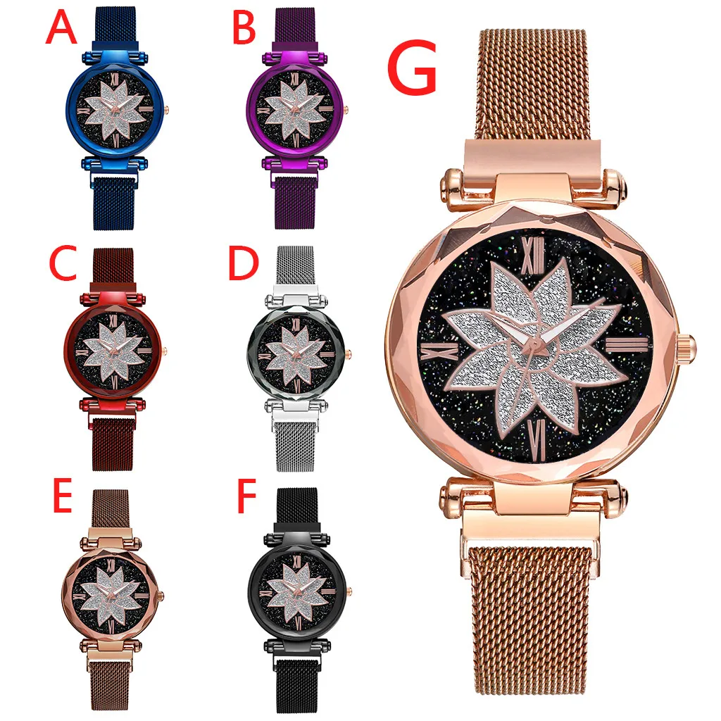 

Women's watch sleek minimalist casual non-waterproof star dial stainless steel mesh belt ladies quartz watch gift Montre femme
