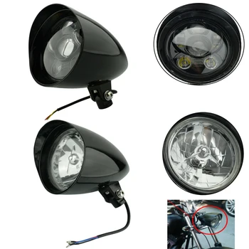 

New Motorcycle Black Aluminum 10mm Visor Bullet Headlight Lamp H4/LED For Harley Sportster Dyna Softail Bobber Chopper Custom