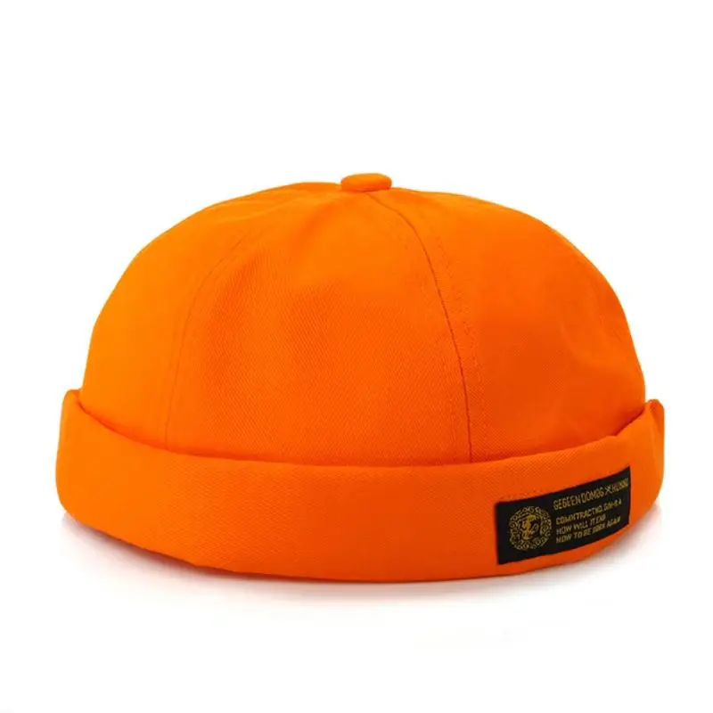 Винтажная Мужская и женская шляпа в стиле ретро с черепом, Регулируемая шляпа без козырьков, дышащая шапочка - Color: Orange