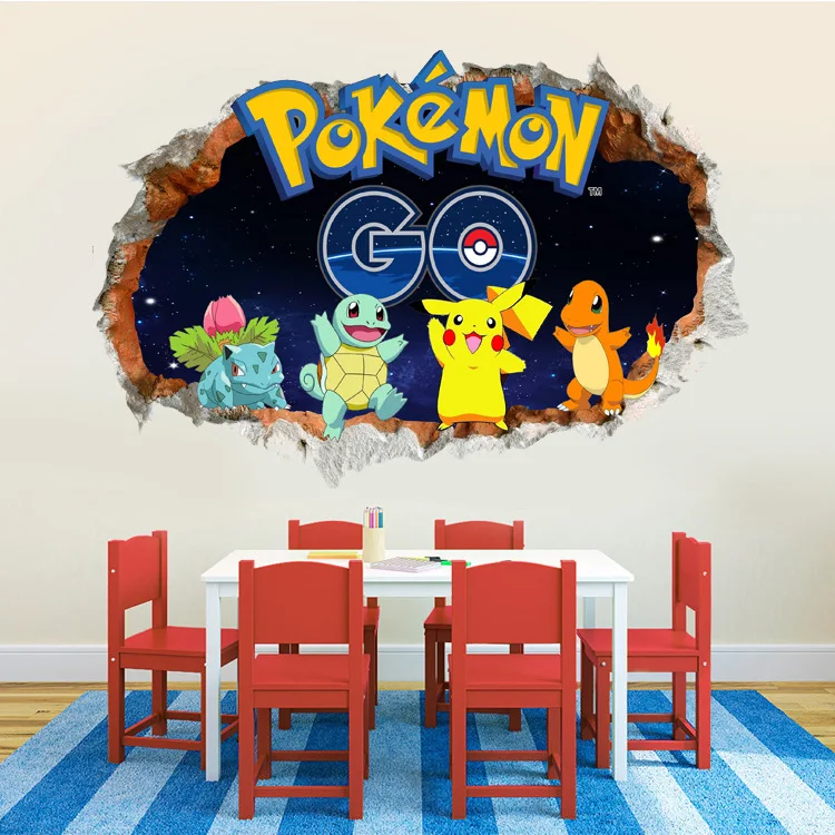 Wall-Stickers3D стены мультфильм Покемон го Детская комната украшения Дети