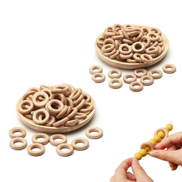 10Pcs Natural Wood Teether Ring BPA Free Beech Wooden Rodent Baby Teething Ring Toy DIY Making Bracelet Accessories Teether Toys 1