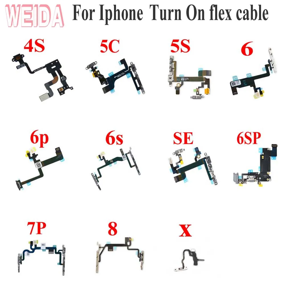 

Weida For iPhone 4S 5C 5S 6 6P 6S 6SP 7P 8 SE X Turn On Flex Cable Replacement part Black for Iphone Flex cable