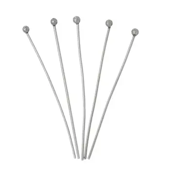

DoreenBeads 304 Stainless Steel Ball Head Pins Silver Color DIY Making Jewelry 3.4cm(1 3/8") long, 0.7mm (21 gauge), 10 PCs