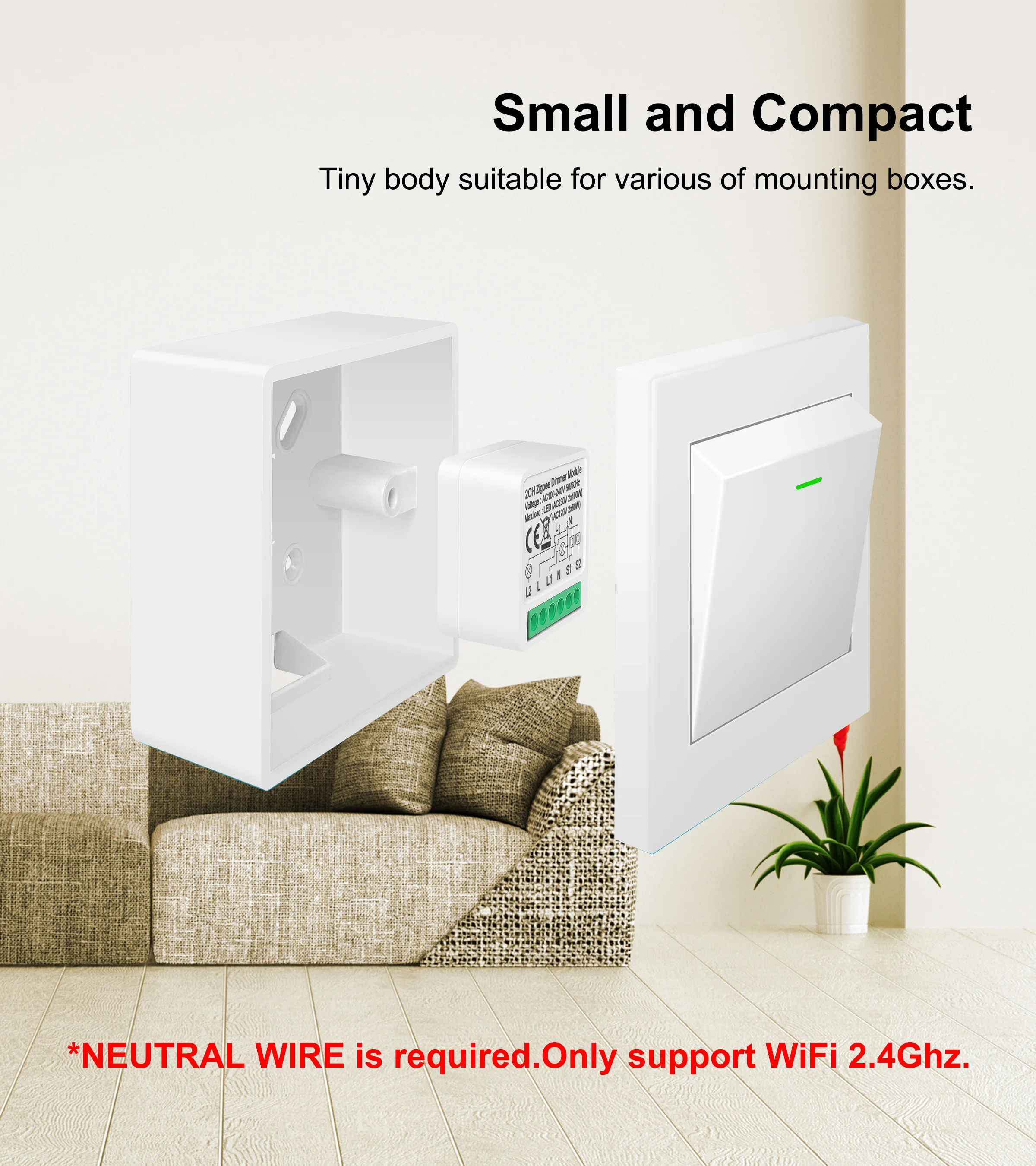 GIRIER Tuya ZigBee 3.0 Smart Dimmer Switch Module 10A/16A, Supports 2 Way Control Dimmable Switch, Works with Alexa Google Home