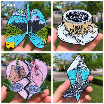 

Prajna Whale Lung Forest Explore Patch Embroidery Patches For Clothing Outdoor Iron On Patches Stripe On Clothes DIY Accessories