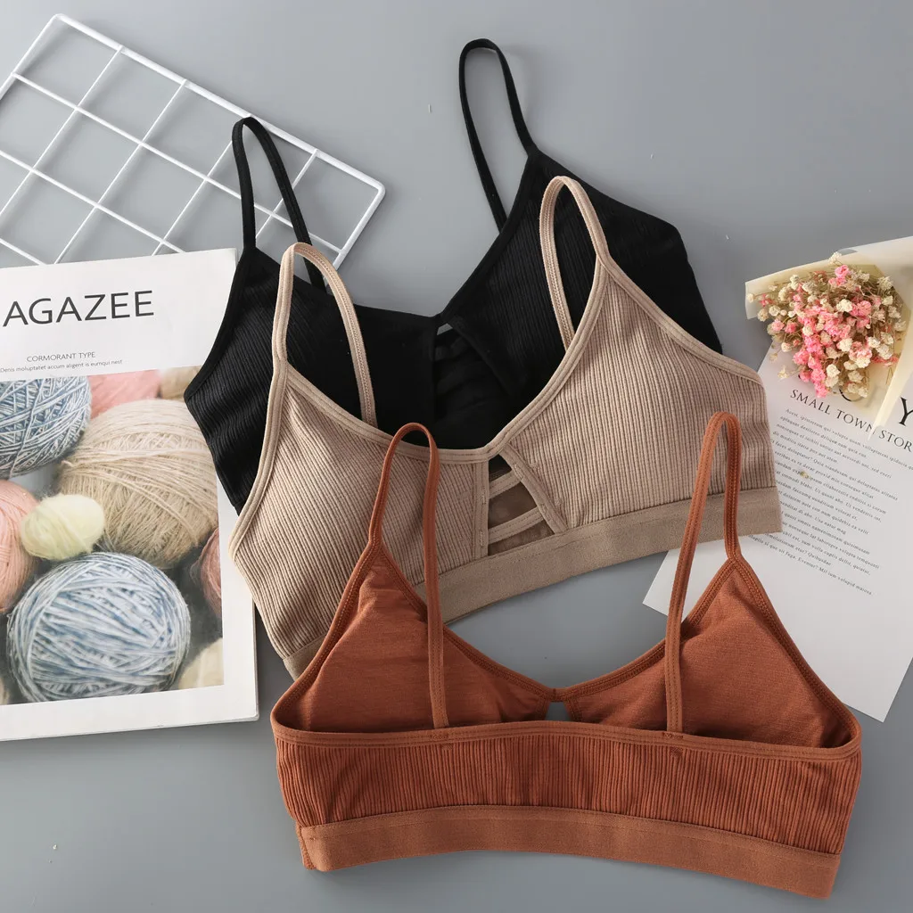 Lingerie Women Sexy Bra Solid Hollow Seamless Bra Thin Sports Vest