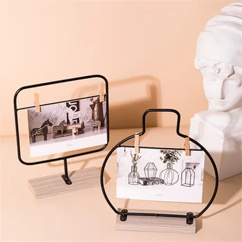 

Metal Photo Frame Set Creative 6 Inch DIY Desktop Postcard Clip Wedding Room Decoration Ornament Picture Poster Frames Clip