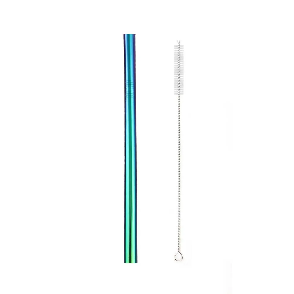 1Pc Straight Rainbow 2 шт Bubble tea солома 304 соломка из нержавеющей стали многоразовые, для питья набор соломинок изогнутые металлические соломинки мешок с щеткой для сока чая - Цвет: 1Pc Straight Rainbow