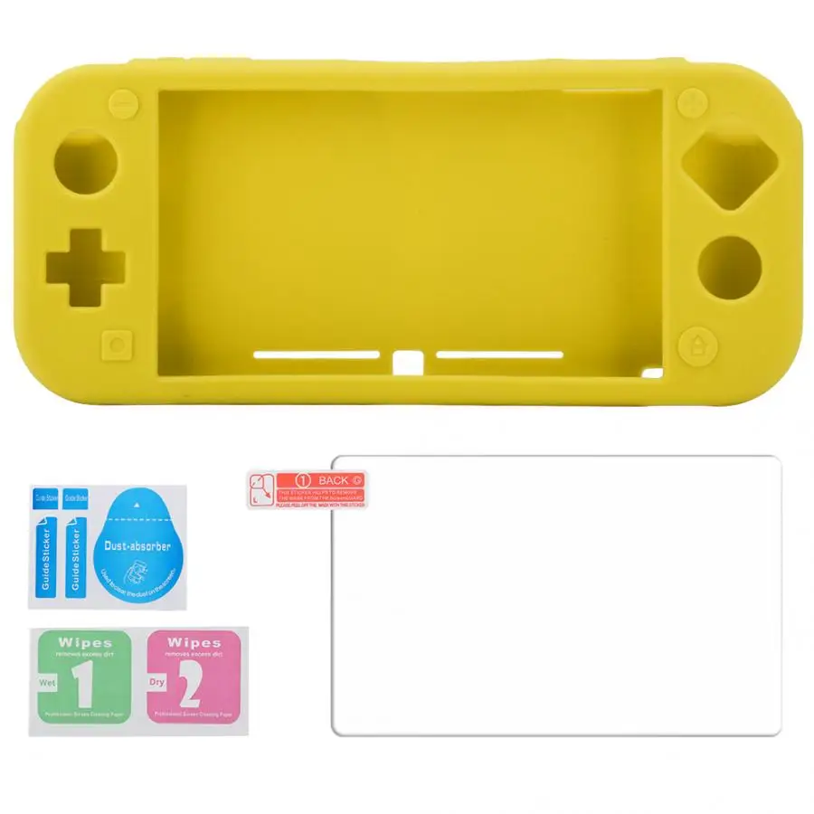 Защитный чехол из силикагеля, анти-Чехол защитный для консоли Switch Lite с закаленным стеклом 0,3 мм 9 H, защита для экрана в подарок - Цвет: Yellow