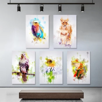 

Home Decor Abstract Hd Prints Frog Painting Bee Pictures Lion Wall Art Graffiti Modular Canvas Animal Poster Bedside Background