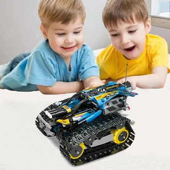 

391pcs APP Remote Control Car Bricks Kit Technic DIY RC Tracked Stunt Racer Vehicle Assembly Building Blocks Kids Children Toys