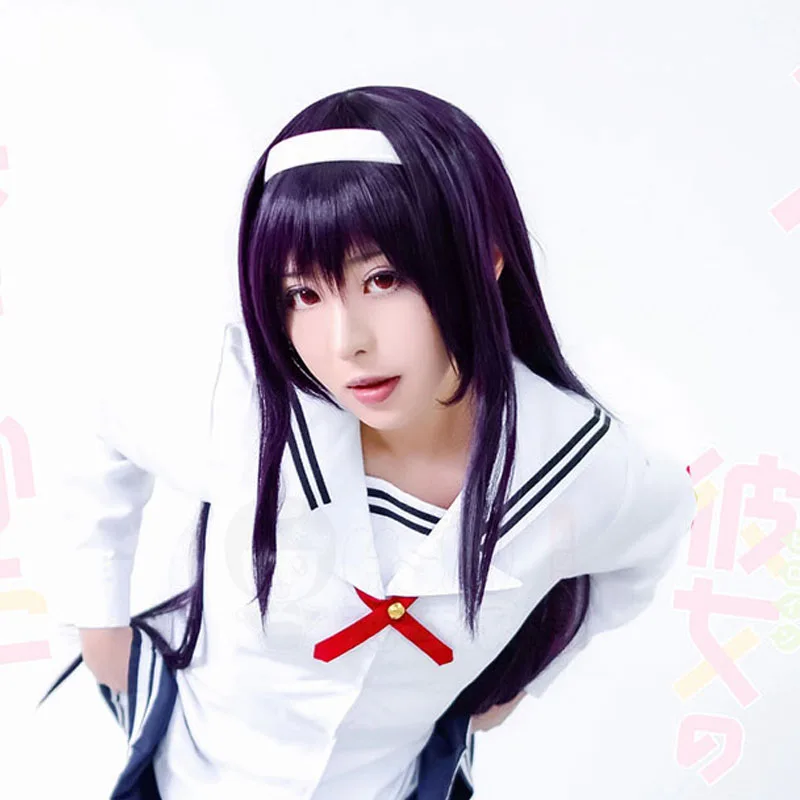 LANLAN Kasumigaoka Utaha черно фиолетовые Смешанные Цвета M челки длинные прямые волосы