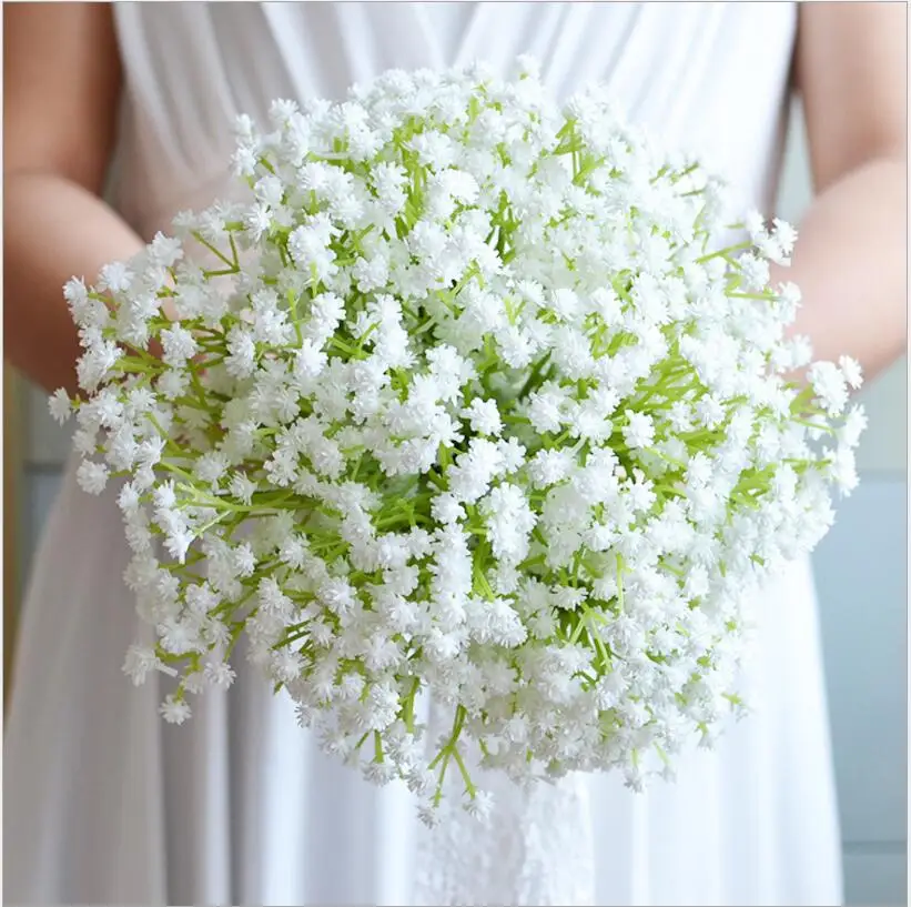 Gypsophila белые розы Свадебные цветы Свадебные букеты Искусственные свадебные букет De Mariage Роза SPH026