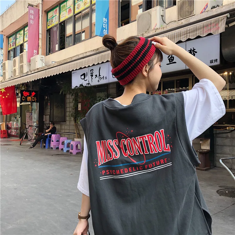 Одежда для похорон, весенняя одежда в стиле лени, стиль, корейский стиль, без рукавов, v-образный вырез, универсальный жилет, жилет для студентов