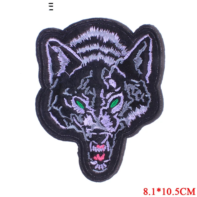Wolf Head Iron on Patches for Clothing DIY Embroidery Stripe on Clothes Animal Sequin Applique Badge Applique Cloth Fabric Craft 0480