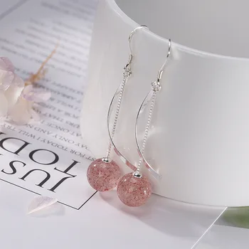 

Inlaid Natural Strawberry Crystal Powder Refill Pure And Fresh Temperament Female Fine Earrings Wholesale Crystal