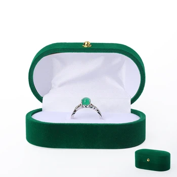 

New Simple Oval Green Velet Wedding Rings Jewelry Box For Women Earring Necklace Storage Display Case Jewellery Holder For Lover