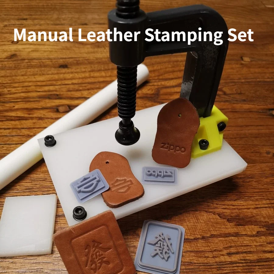 Manual DIY Leather Imprinting Machine Stamp Punching Embossing Logo Hole Punching Embossing Press Tool Max 160Kg of Pressure Full Set 
