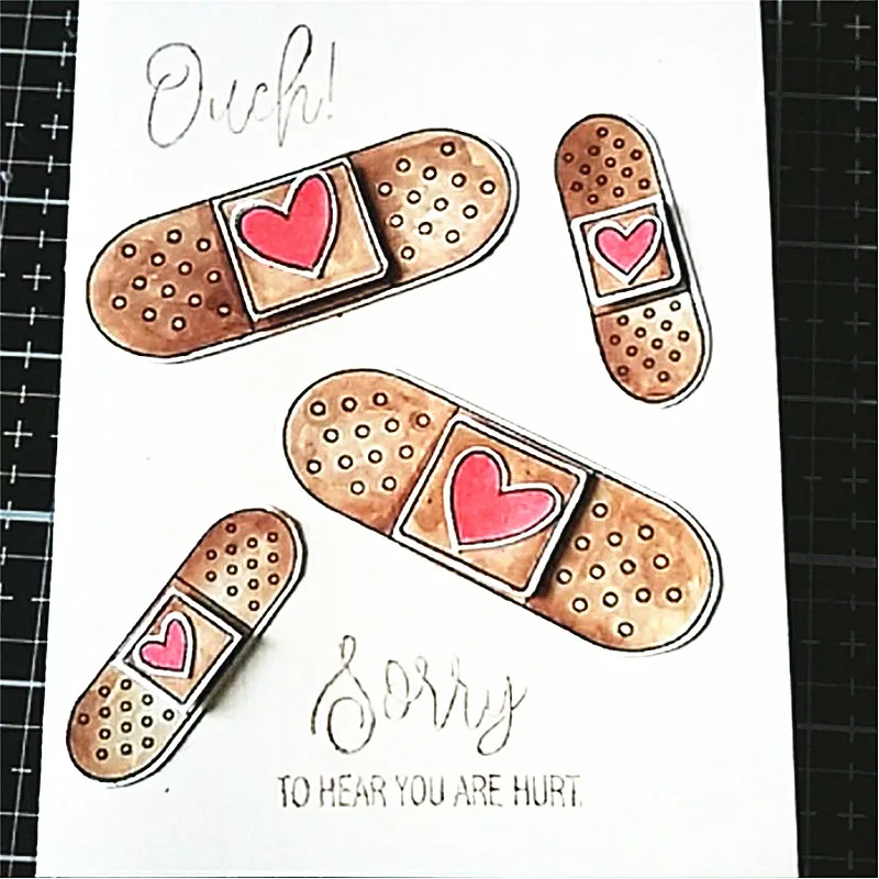 

Kokorosa Band Aid Clear Stamps and Dies 2019 for Card Making Scrapbooking Card Album Stencil Cutting Die Stamp Sets with Dies