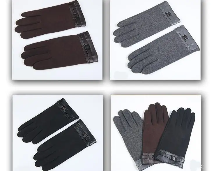 VIIANLES сенсорные Хлопковые варежки на запястье Зимние Модные тканевые плюшевые мужские перчатки черные шапки высокого качества