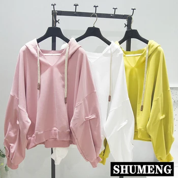 

2020 Autumn Winter New Pullover Sweatshirt Plain Blank Women's Korean Simple Hooded Sweatshirt Plus Size Student Hoodie Coat