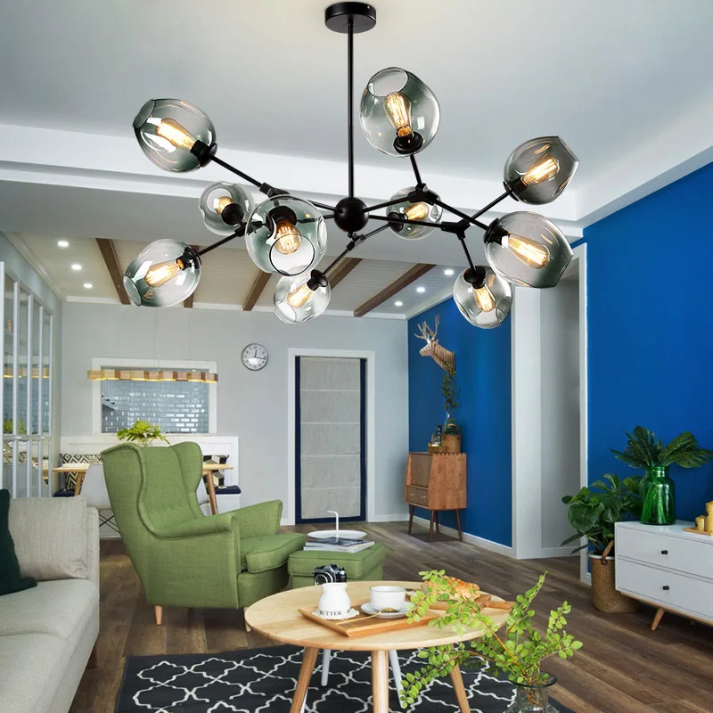 

Modern Nordic chandelier lighting LED Gold Indoor Glass Crystal luxury lamp For Living Room Hall Study Home bubble chandelier