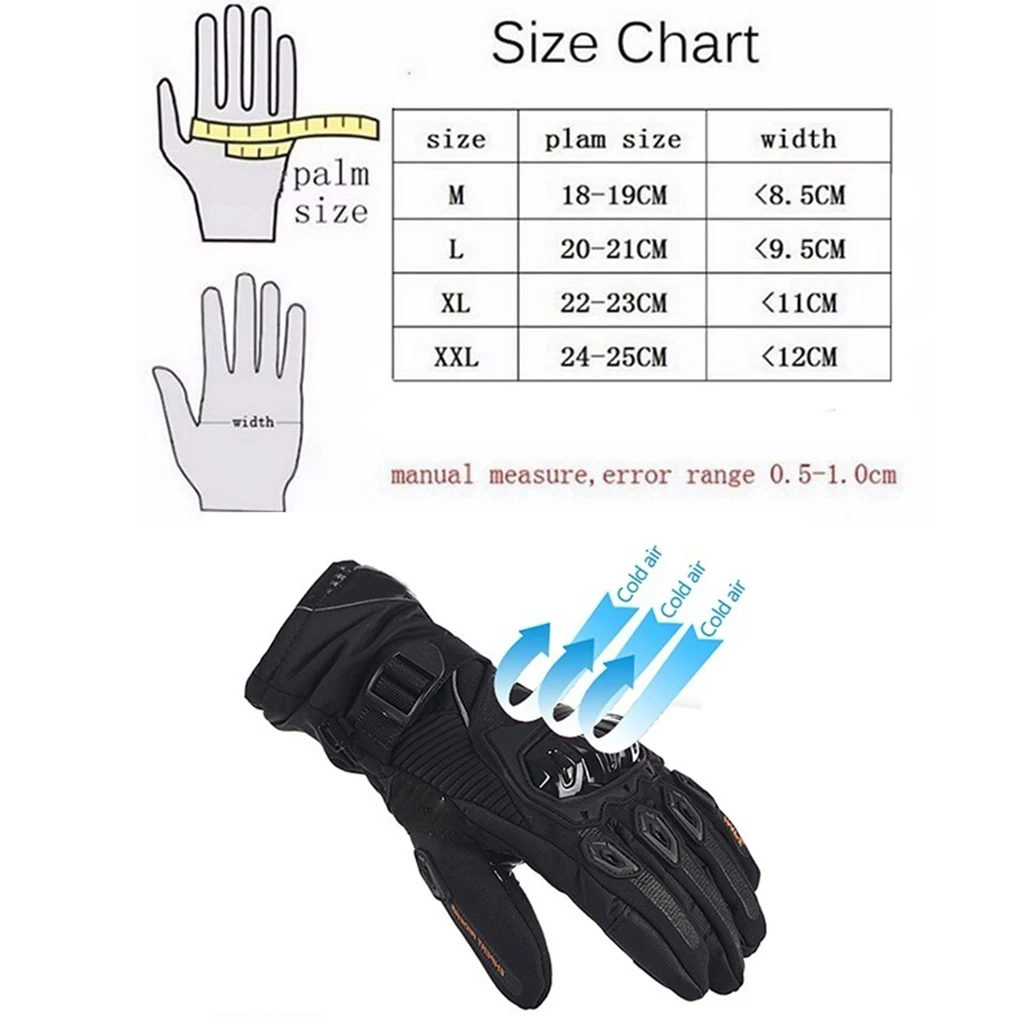 1 Pair Motorcycle Gloves Men 100% Waterproof Windproof Winter Gant Moto Gloves Touch Screen Guantes Moto Motorbike Warm Glooves