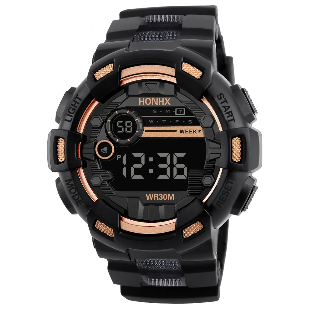 best digital watches Ins Digital Display Black Gold Men's Sports Electronic Watch Environmental Protection Material Waterproof and Drop-proof Watch first digital watch Digital Watches