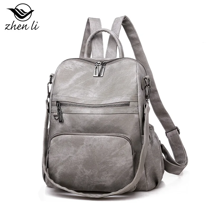 

Women Casual Women Backpack PU Leather School Backpack For Teenager Girls Travel Backpack Vintage Solid Shoulder Bags