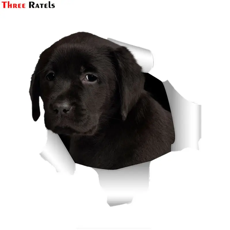 Three Ratels QD17 милый 3D рваный металлический дизайн лабрадор_retrievers стикер для собаки