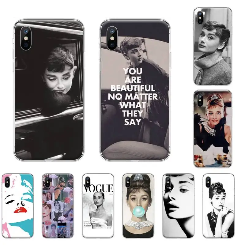 Милый чехол для iphone 4 4s 5 5S SE 5C 6 6S 7 8 plus X XS XR 11 PRO MAX с изображением Одри Хепберн