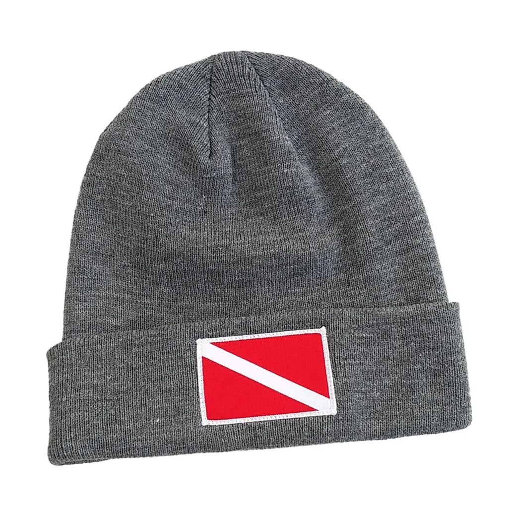 Fashion Unisex Adult Scuba Diving Snorkeling Hat Dive Knit Beanie Diver Hat Cap with Dive Flag/Diver Down Design