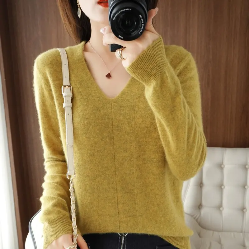 

Hot Sale Women Sweaters 100% Merino Wool Knitting Pullovers 2021 Winter Autumn Full Sleeve Jumpers Woolen Female Clothes