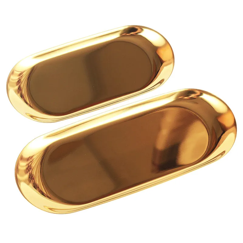 

Nordic style Gold/Silver/Color Stainless steel Oval Plate Kitchen Cake Bread Dessert Saucer Snack Tray Home Trinket Dishes