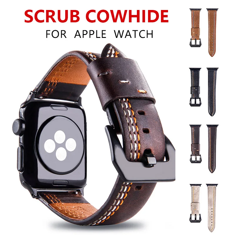 

Genuine Leather Loop Strap For Apple Watch Band 42mm 44mm Apple Watch 4 5 38mm 40mm iwatch 3/2/1 Correa Replacement Bracelet