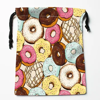 

Nice Custom Donuts Pattern Printed Satin Storage Bag Drawstring Gift Bags More Size storage Custom Your Image 27x35cm