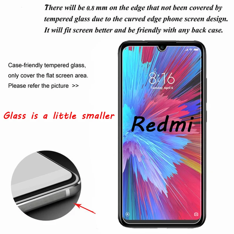 2 шт./лот, закаленное стекло для телефона Redmi Note 7, Защитная пленка для экрана Xiaomi Redmi Note 6 Pro 5A Prime 5 6A