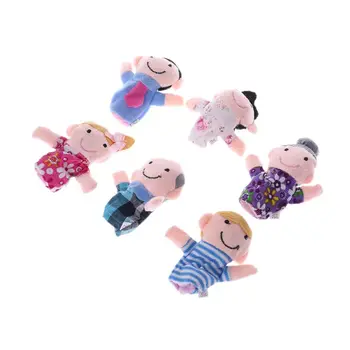 

6PCS Kids Baby Family Finger Puppets Plush Cloth Doll Play Game Learn Story Toys R9UE