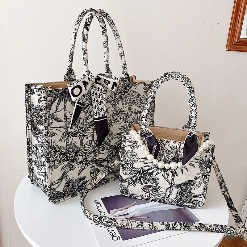 2021 Fashion Luxury Designer Handbag Brand Bag Purses and Handbags for Women Shopper Jacquard Embroidery Beach Shoulder Tote | Багаж и