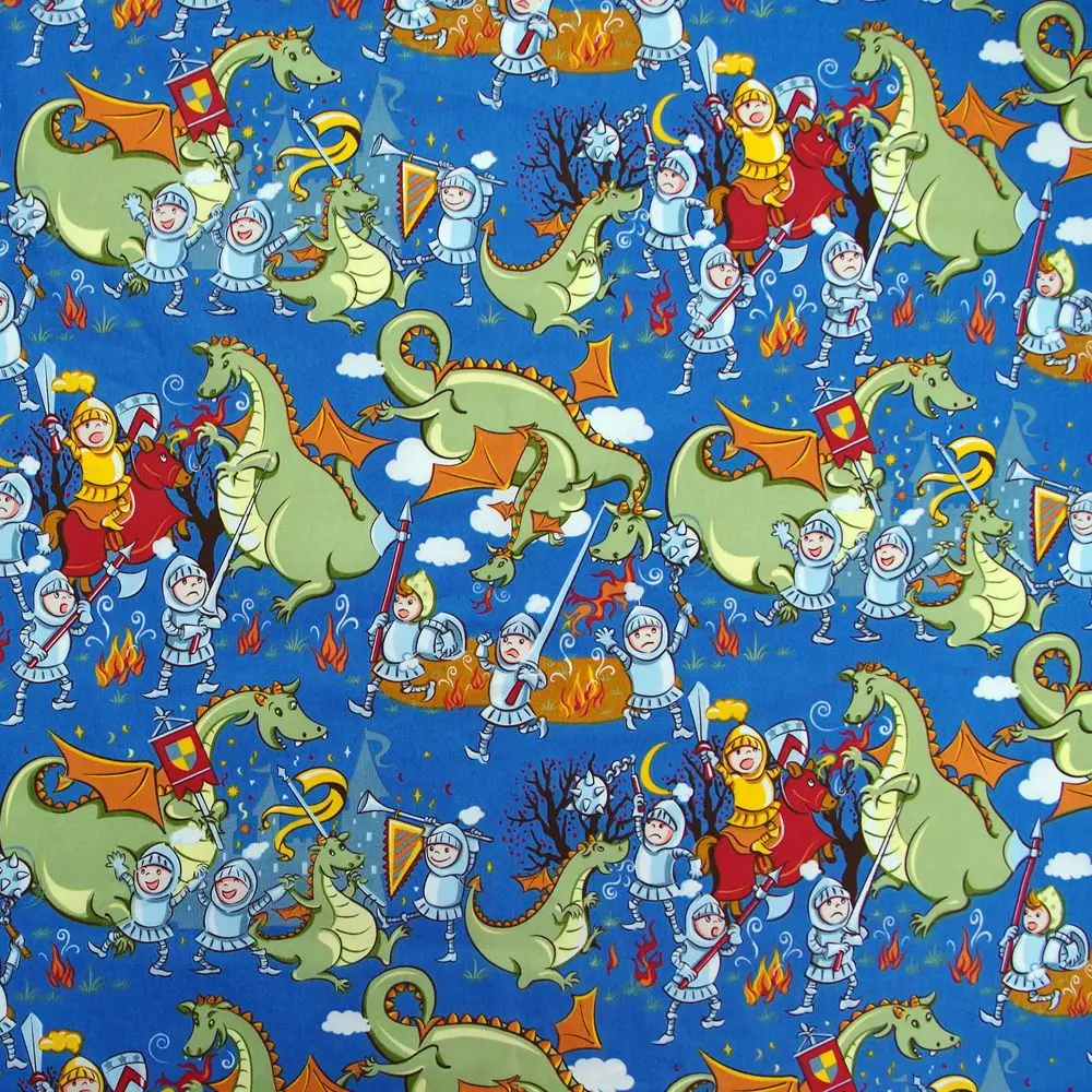 1 ярд животных ткань, динозавр и ребенок, ткань с черепами(ширина = 140 см