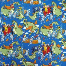 1 ярд животных ткань, динозавр и ребенок, ткань с черепами(ширина = 140 см